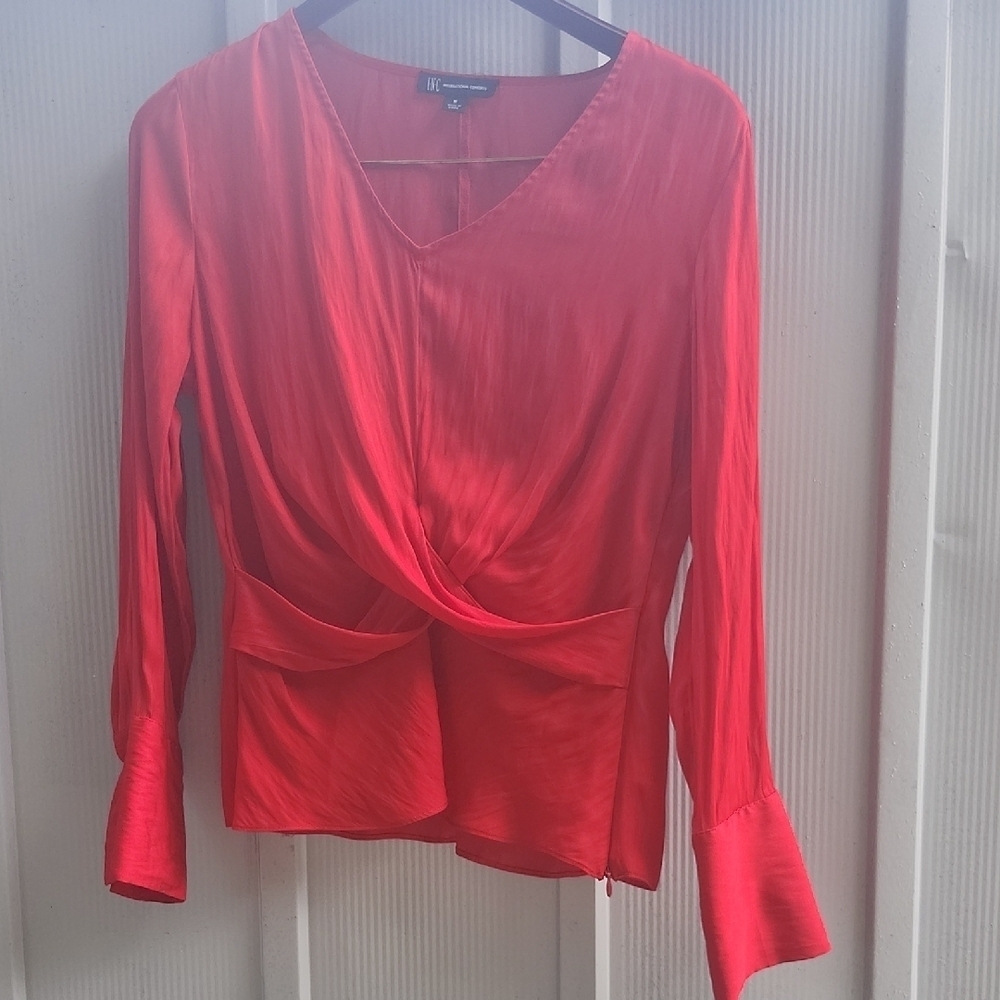 INC International Concepts Orange Tie Front Fitted Blouse